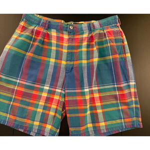 VTG Hunt Club Bermuda Shorts Mens 34 Blue Plaid Country Club Resort Cruise Beach